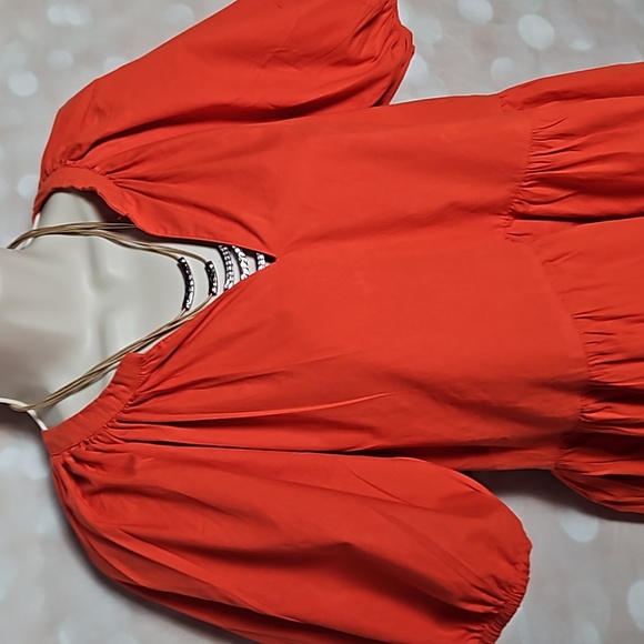 Japna | Orange Cotton Ruffled Mini Dress - Picture 2 of 6